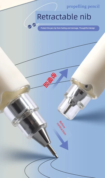 Mekanik Kalem - 0.5mm - 2 Adet + 100 Refill - B Refill - 10