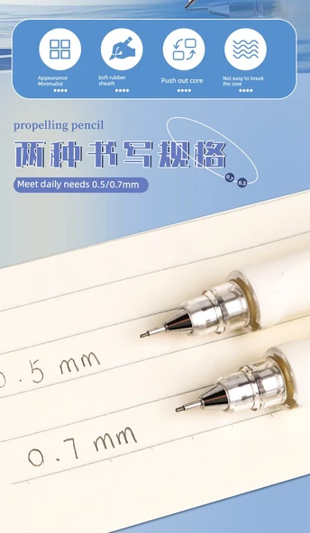Mekanik Kalem - 0.5mm - 2 Adet + 100 Refill - B Refill - 9