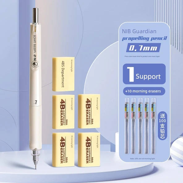 Mekanik Kalem - 0.7mm - 1 Adet + 10 Silgi + 100 Refill - B Refill