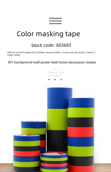 Renkli Maskeleme Bandı - 15mm x 20m, 6 Rulo - Kırmızı - 6