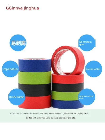 Renkli Maskeleme Bandı - 15mm x 20m, 6 Rulo - Kırmızı - 4
