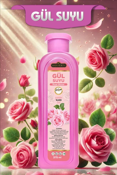 Asır Hekim Doğal Gül Suyu 375 ml (İÇİLEBİLİR)