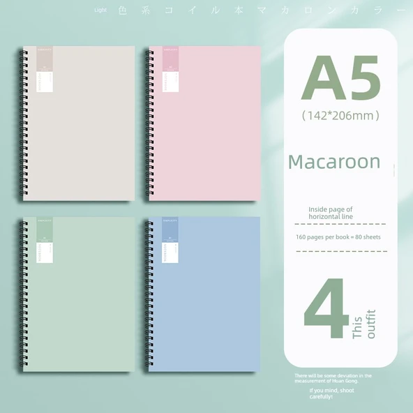 Macaron Serisi A5 Spiral Defter - 320 Sayfa