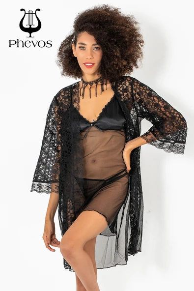 Phevos 3'lü Gecelik ve Sabahlık Takımı-3813 - 10