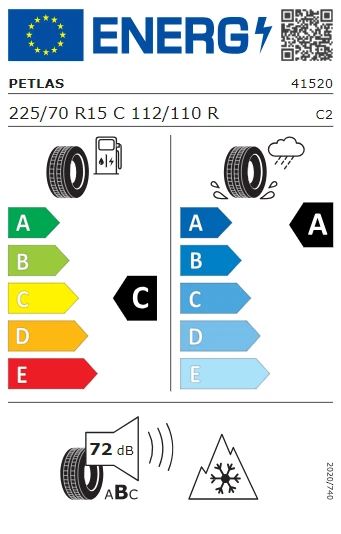 Petlas 225/70 R15 C 112/110R 8PR Full Grip PT925 (M+S) Kış Lastiği 2025 Üretim - Resim 3