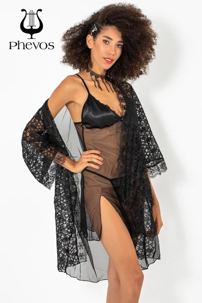 Phevos 3'lü Gecelik ve Sabahlık Takımı-3813