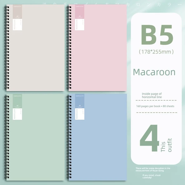Macaron Serisi B5 Spiral Defter - 320 Sayfa