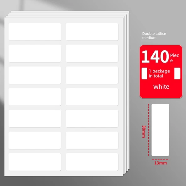 Dikdörtgen Etiketler - Beyaz - Orta - 1 Paket - 140 Parça