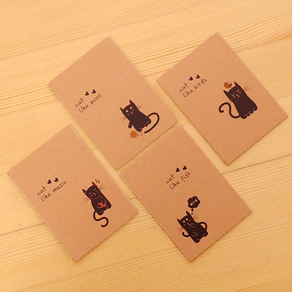 Yaratıcı Mini Boş Defter - Siyah Kedi Serisi