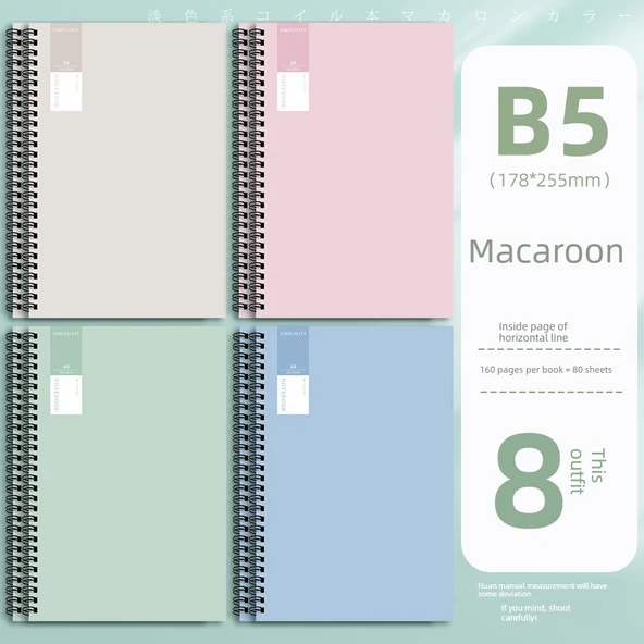 Macaron Serisi B5 Spiral Defter - 640 Sayfa - Model 1
