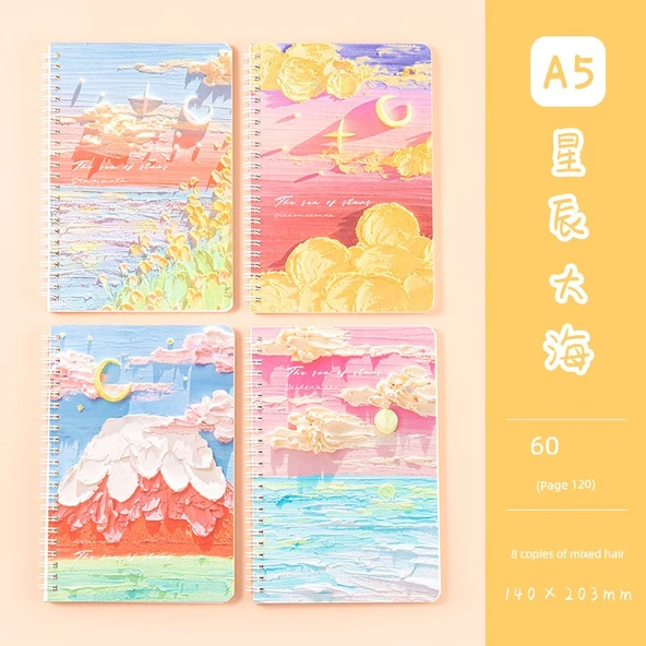 A5 Yıldız Deniz 8 Spiral Defter
