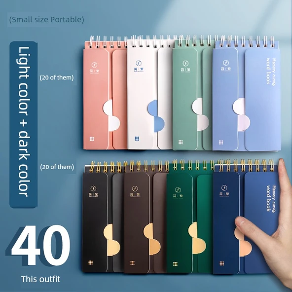 Küçük Taşınabilir Spiral Defter - Küçük Boy Açık ve Koyu Renk 40'lı Paket