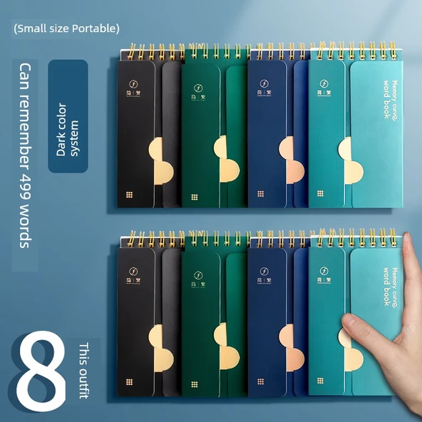 Küçük Taşınabilir Spiral Defter - Küçük Boy Koyu Renk 8'li Paket