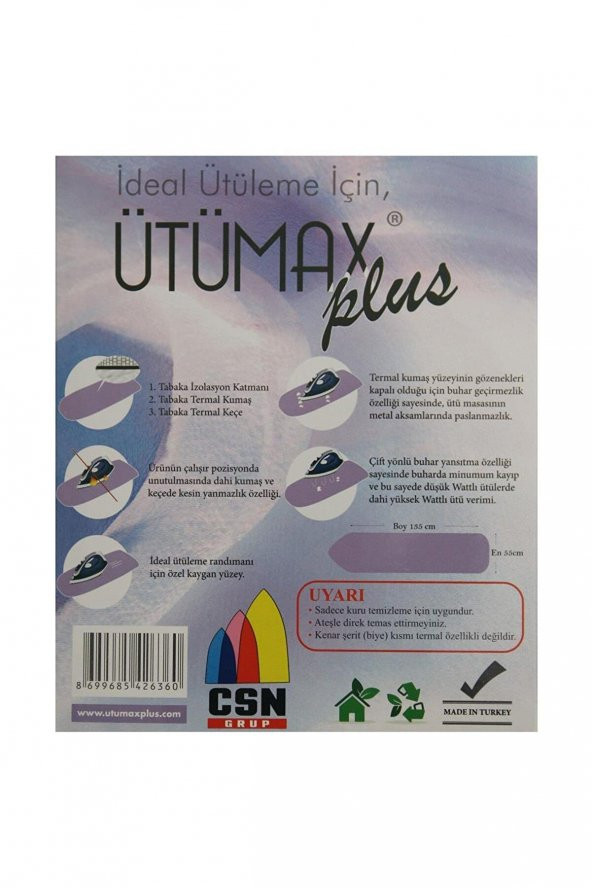 Ütümax Plus Yanmaz Termal Keçe Ütü Masası Örtüsü Bezi Kılıfı - 5