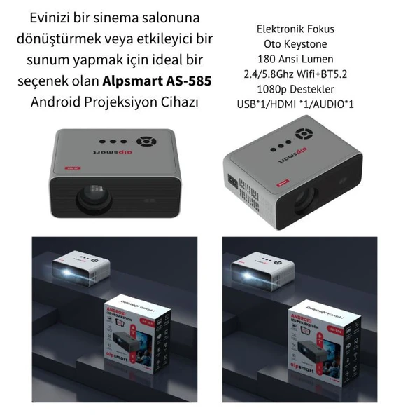 ALPSMART ANDROID LED PROJEKSİYON AS-585