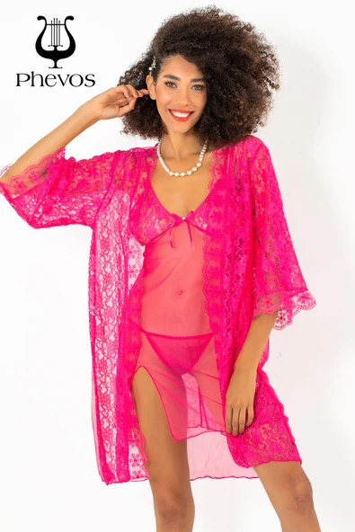 Phevos 3'lü Gecelik ve Sabahlık Takımı-3812 - Resim 9