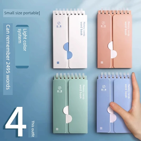 Küçük Taşınabilir Spiral Defter - Küçük Boy Açık Renk 4'lü Paket