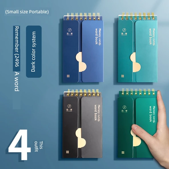 Küçük Taşınabilir Spiral Defter - Küçük Boy Koyu Renk 4'lü Paket