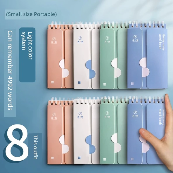 Küçük Taşınabilir Spiral Defter - Küçük Boy Açık Renk 8'li Paket