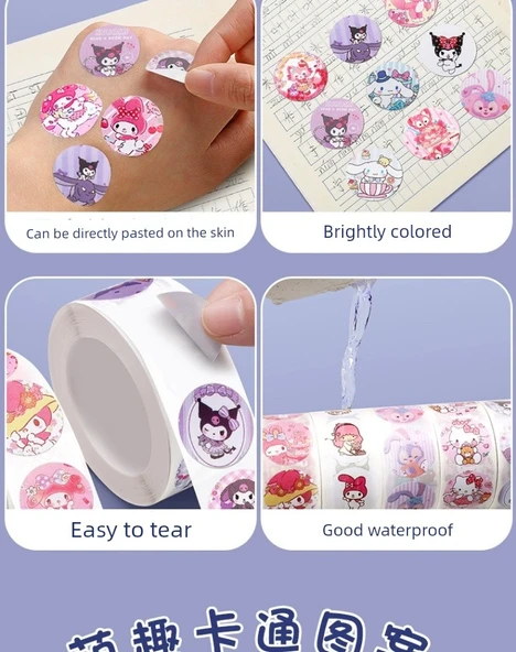 Çocuklar için Karikatür Çıkartma Seti - Sanrio Çıkartma Takımı [Siyah Altın Versiyonu]-Mini Depolama Kutusu Pembe - Resim 12