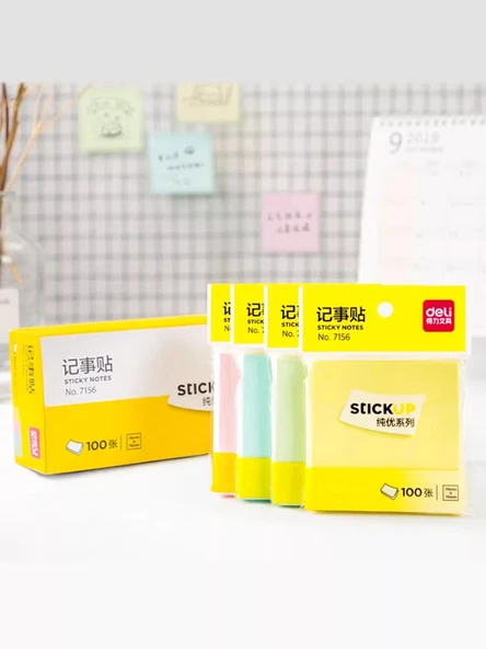 Sevimli Karikatür Not Çıkartmaları - Beş Renkli Mini Flüoresan (50*15mm) - 6 Adet - Resim 3