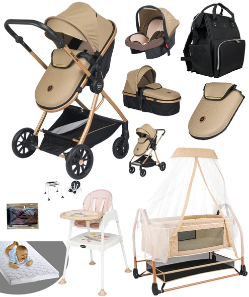 Baby Home 8 In 1 Ekonomi Paket 1010 Travel Sistem Bebek Arabası Bebek Sepeti Anne Yanı Beşik Mama Sandalyesi - 4