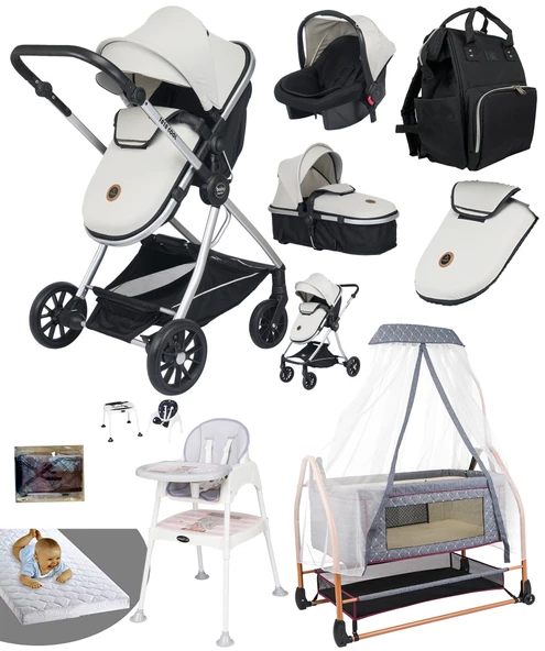 Baby Home 8 In 1 Ekonomi Paket 1010 Travel Sistem Bebek Arabası Bebek Sepeti Anne Yanı Beşik Mama Sandalyesi - 2