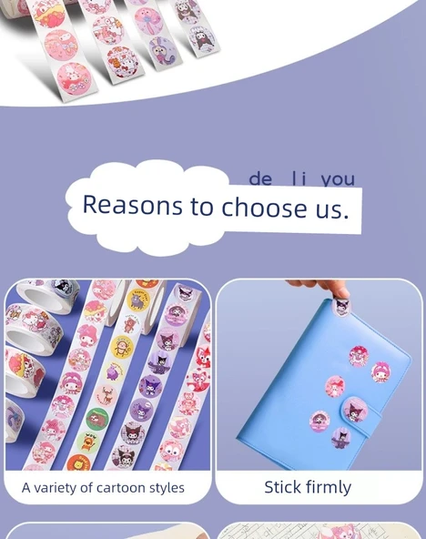 Çocuklar için Karikatür Çıkartma Seti - Sanrio Çıkartma Takımı [Platin Versiyonu]-Mini Depolama Kutusu Mor - Resim 11