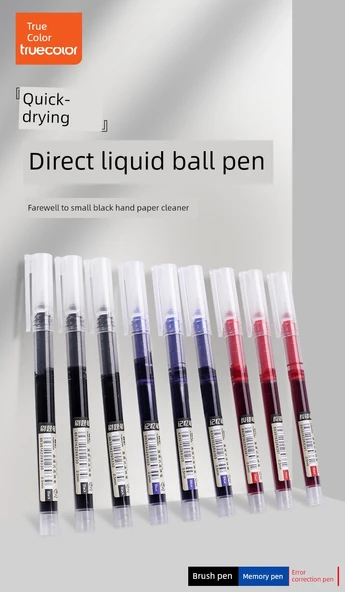 0.5mm Sıvı Mürekkep Rulon Kalem Seti - 3 Karışık 1 Siyah + 1 Mavi + 1 Kırmızı - 7