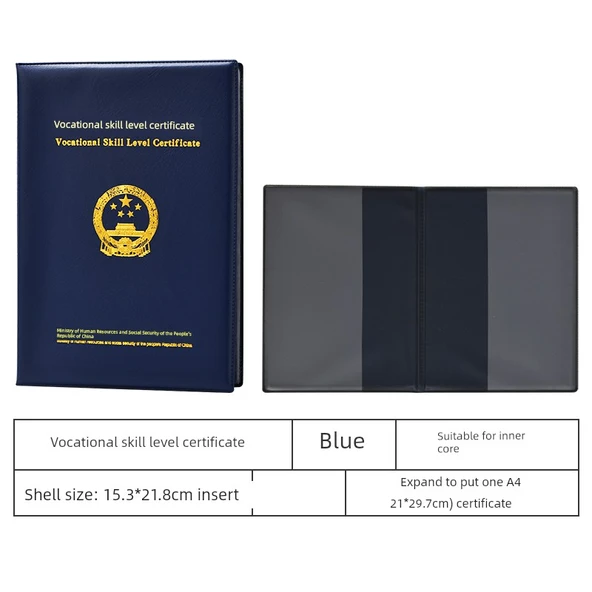 A4 Profesyonel Yetenek Sertifika Kılıfı - Dördüncü Seviye Koyu Mavi - A4 İç Kasa - 3