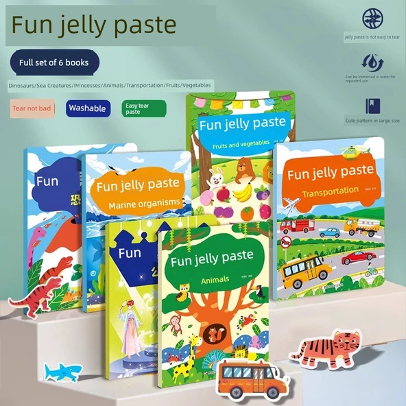 Yeniden Kullanılabilir Jel Çıkartma Kitabı - Hayvan Büyük Boy - 4