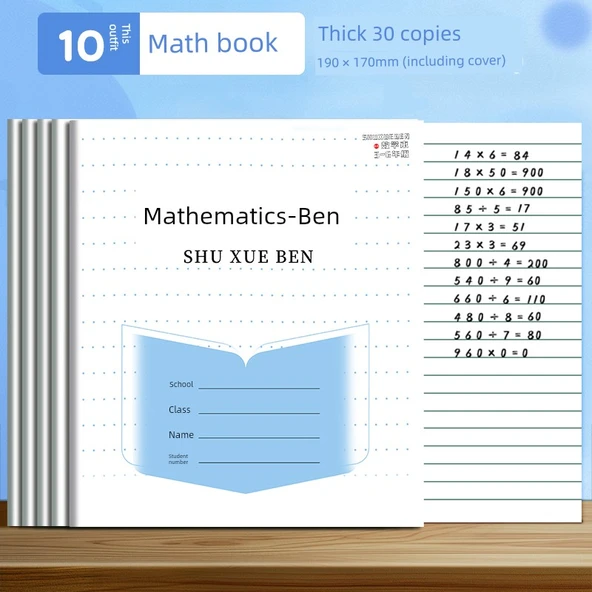 İlkokul Öğrenci Çalışma Defteri - 3-6 Sınıf - Matematik Defteri 10 Paket Kalın 30 Sayfa