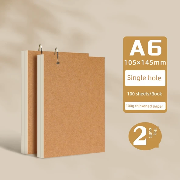 Duvara Monte Gevşek Yaprak Spiral Defter - A6/2 adet/tek delik (200 yaprak)