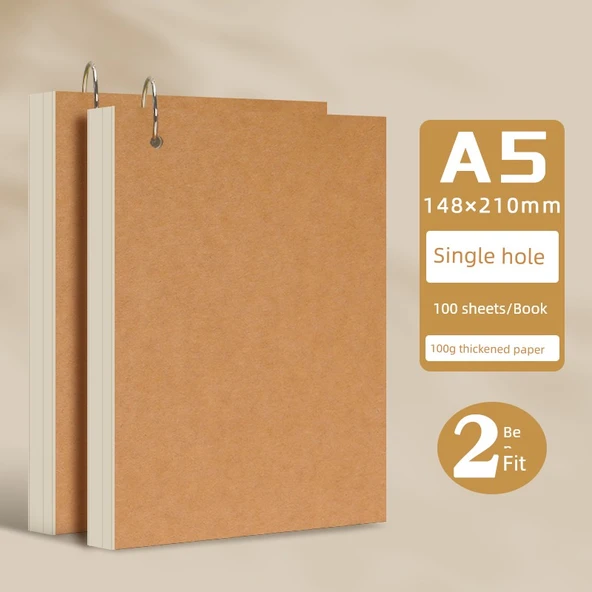 Duvara Monte Gevşek Yaprak Spiral Defter - A5/2 adet/tek delik (200 yaprak)