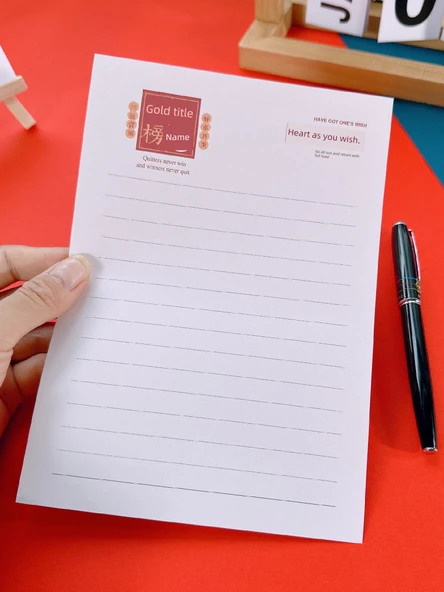 Altın Liste Başlığı Parlak Zarf - Ping An Neşesi 5 Zarf 10 Mektup Kağıdı - Resim 5