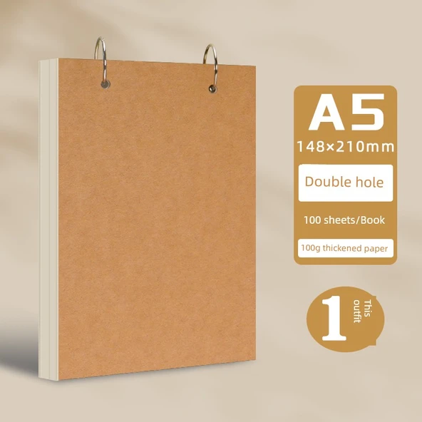 Duvara Monte Gevşek Yaprak Spiral Defter - A5/1 adet/çift delik (100 yaprak)