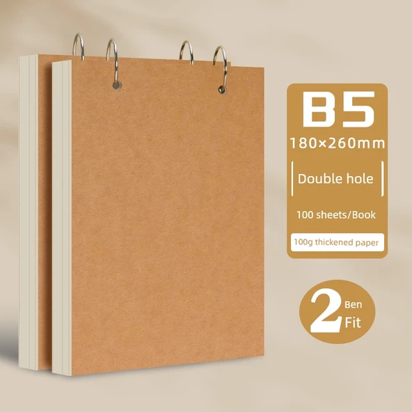 Duvara Monte Gevşek Yaprak Spiral Defter - B5/2 adet/çift delik (200 yaprak)
