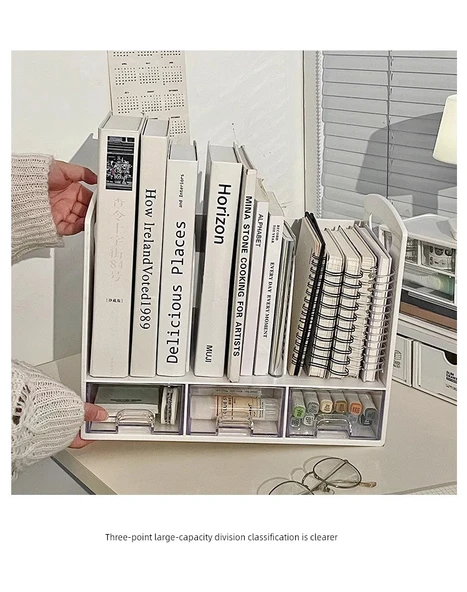 Masaüstü Kitap Tutucu - Büyük Beyaz Üç Bölmeli 3 Paket - 8