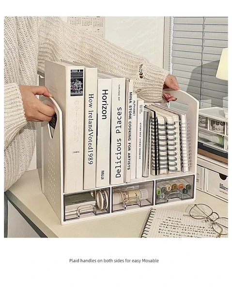 Masaüstü Kitap Tutucu - Büyük Beyaz Üç Bölmeli 3 Paket - 9