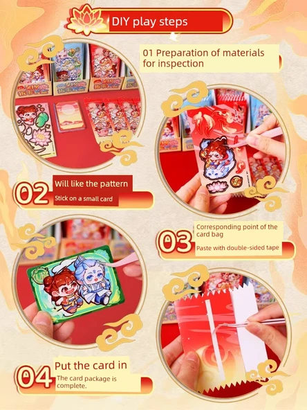 DIY El Yapımı Karikatür Çıkartma Kartı - Biqi Stil Açık Kart Kılıfı - 9