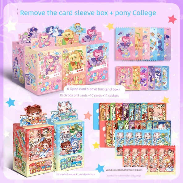 DIY El Yapımı Karikatür Çıkartma Kartı - Kart Aile Kutusu Pony 6 + Cha C