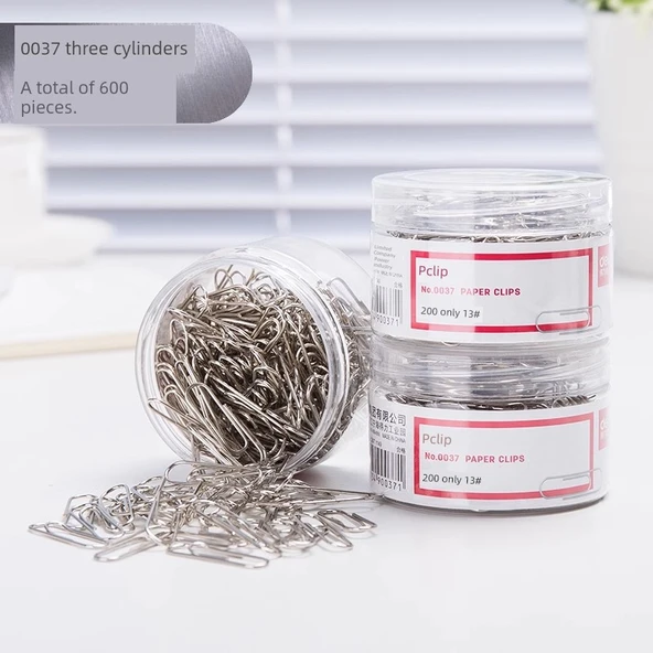 Metal Kağıt Klibi - 600 Parça (3 Silindirik Paket)