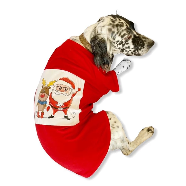 Noel Baba ve Rudolph Büyük Irk Köpek Tişörtü - 4