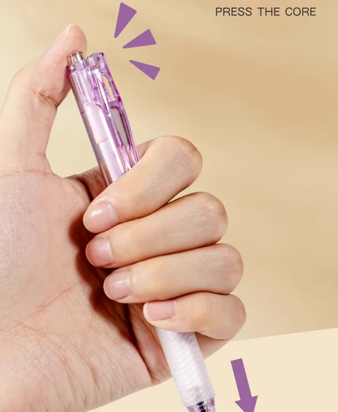 Press Nötr Fırça Kalemi - Limon Soda + Taro Mud Bobo - 10 Adet + 20 Yedek - 0.5mm Siyah Mürekkep - 12