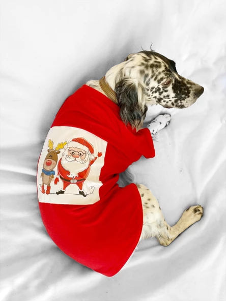 Noel Baba ve Rudolph Büyük Irk Köpek Tişörtü - 5