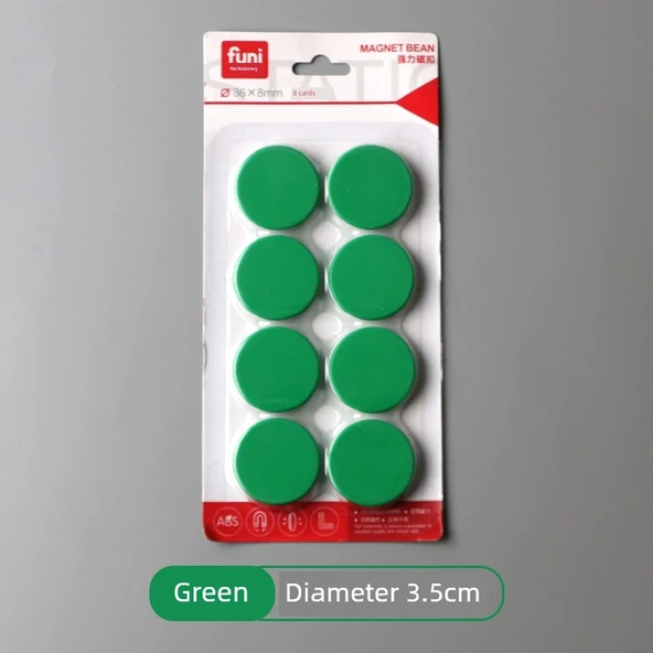 Manyetik Düğmeler - Yeşil - 3.5cm - 8 Adet