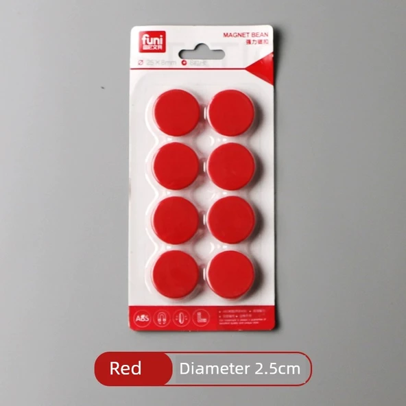 Manyetik Düğmeler - Kırmızı - 2.5cm - 8 Adet