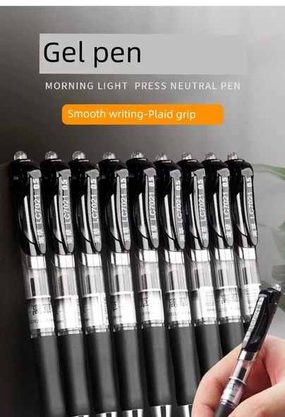Siyah 0.5mm Presleme Jel Kalem - 24 Adet, 20 Yedek ve Metal Kalem Kutusu - Tavsiye Edilen Model 2 - 6