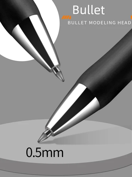 Siyah 0.5mm Presleme Jel Kalem - 24 Adet, 20 Yedek ve Metal Kalem Kutusu - Tavsiye Edilen Model 2 - 2