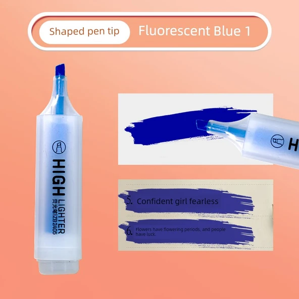 Fluoresan Vurgulayıcı Kalem Seti - 1 Adet - Mavi - Büyük Kapasite